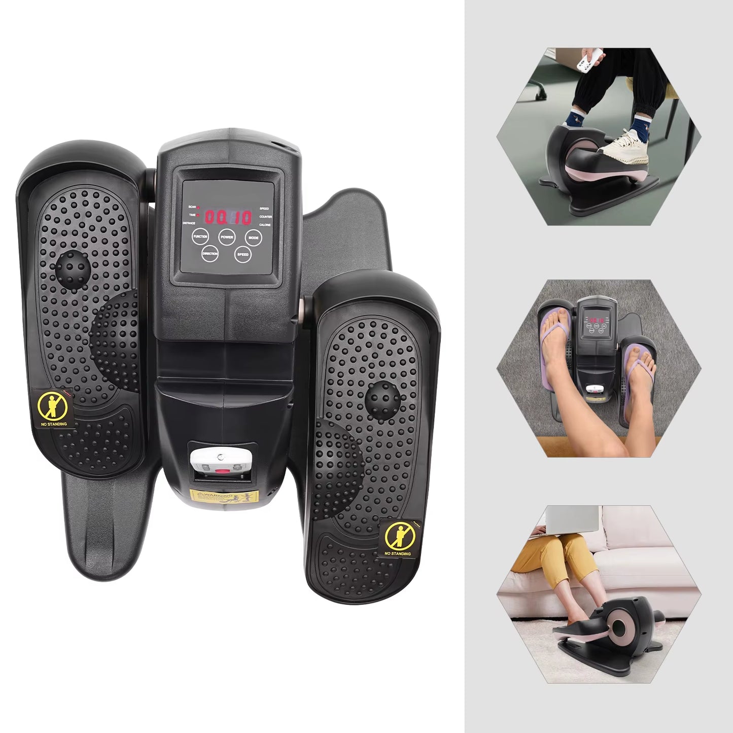 Pink under Desk Elliptical Machine Portable Trainer with Remote and LCD Monitor Seated Leg Foot Pedal Exercise Equipment