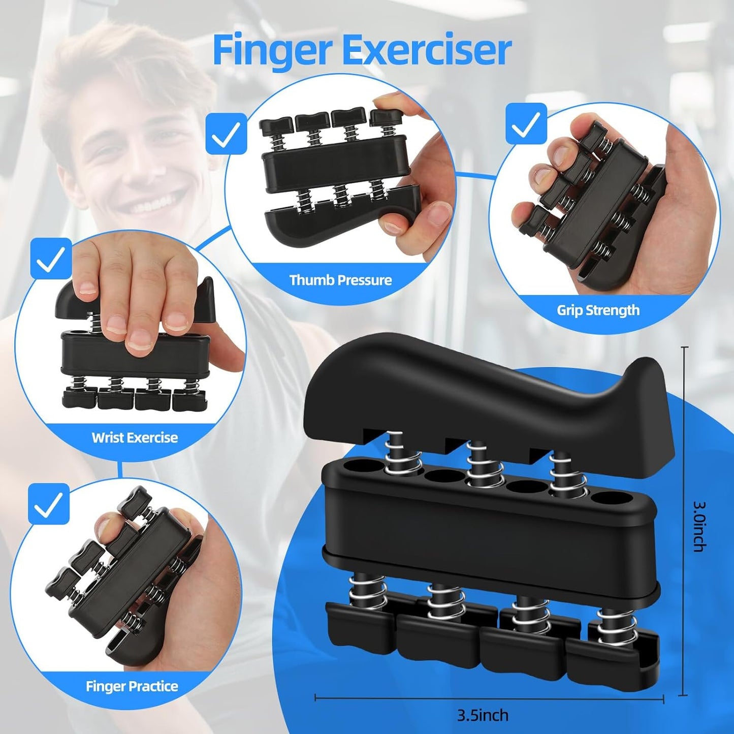 5PCS Grip Strength Trainer Kit with Adjustable Hand and Forearm Gripper, Hand Extension Exerciser, Finger Exerciser, Grip Ring & Stress Relief Grip Ball for Muscle Building and Injury Recover