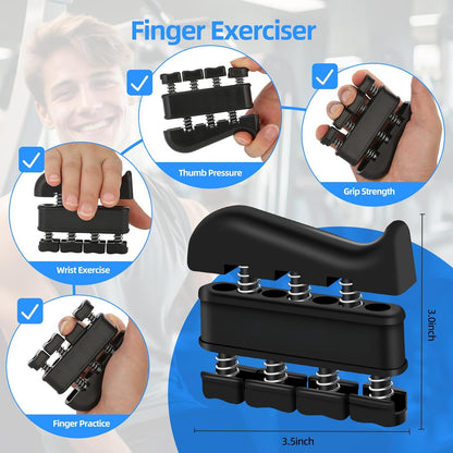 5PCS Grip Strength Trainer Kit with Adjustable Hand and Forearm Gripper, Hand Extension Exerciser, Finger Exerciser, Grip Ring & Stress Relief Grip Ball for Muscle Building and Injury Recover