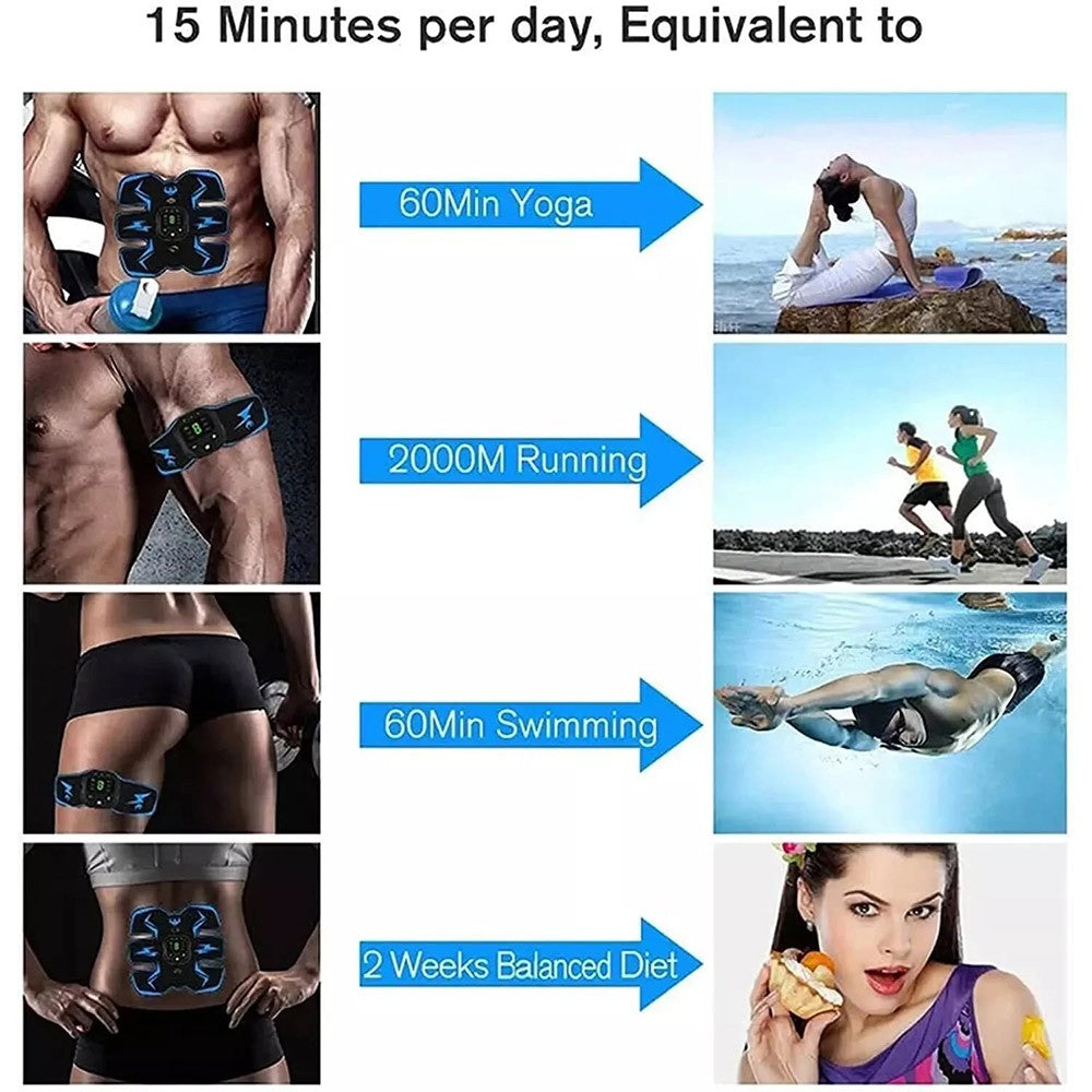 Rechargeable EMS Abdominal Muscle Stimulator ABS Trainer Toner Fitness Belt