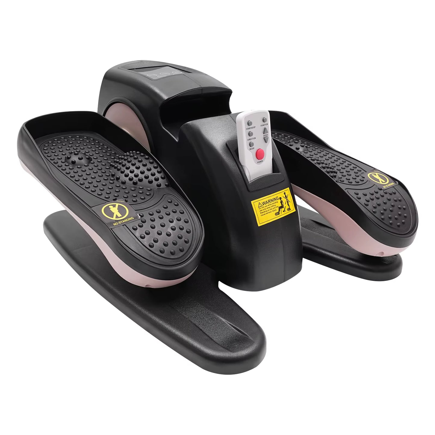 Pink under Desk Elliptical Machine Portable Trainer with Remote and LCD Monitor Seated Leg Foot Pedal Exercise Equipment