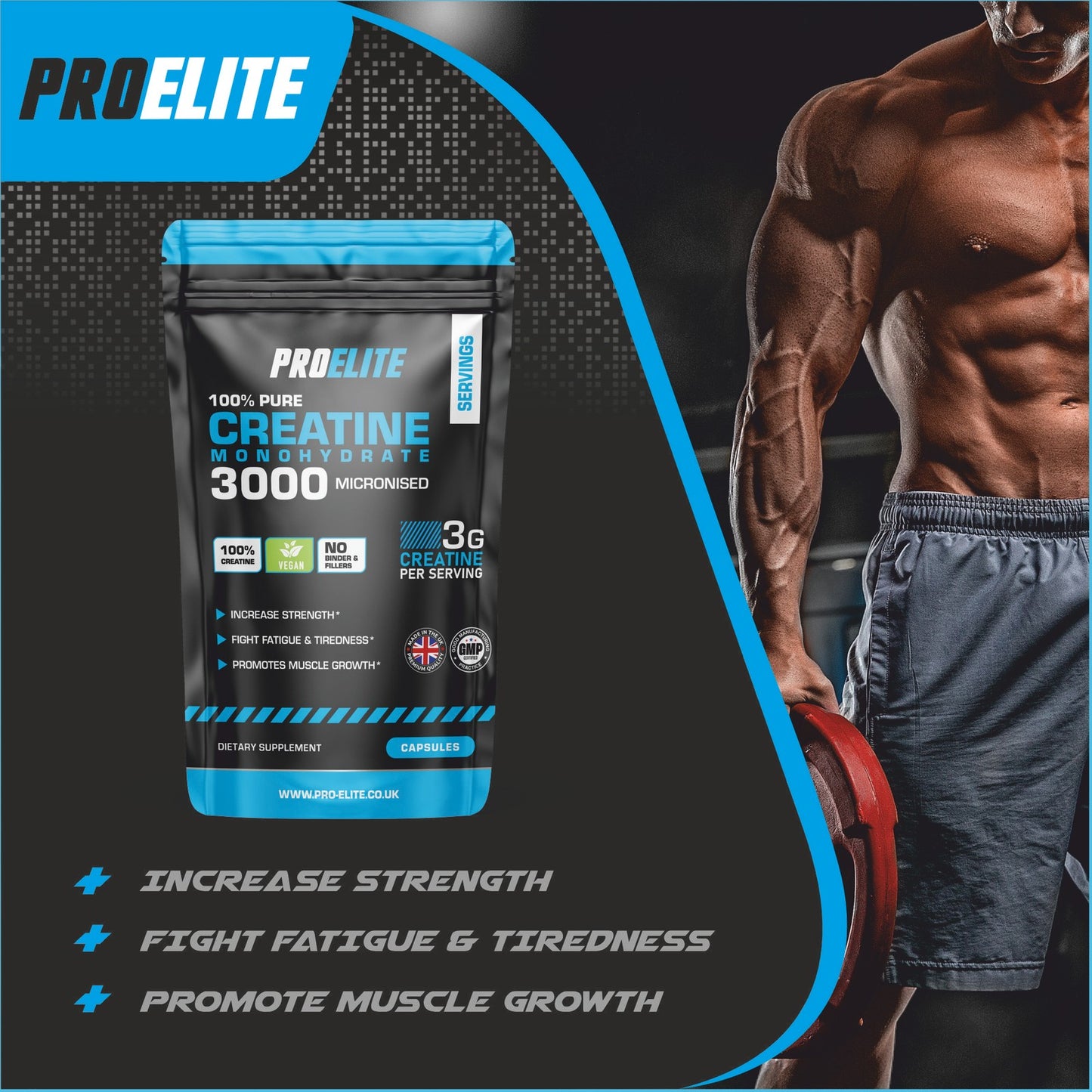 PURE CREATINE MONOHYDRATE 3000MG VEGAN CAPSULES MUSCLE GROWTH STRENGTH and GAINS