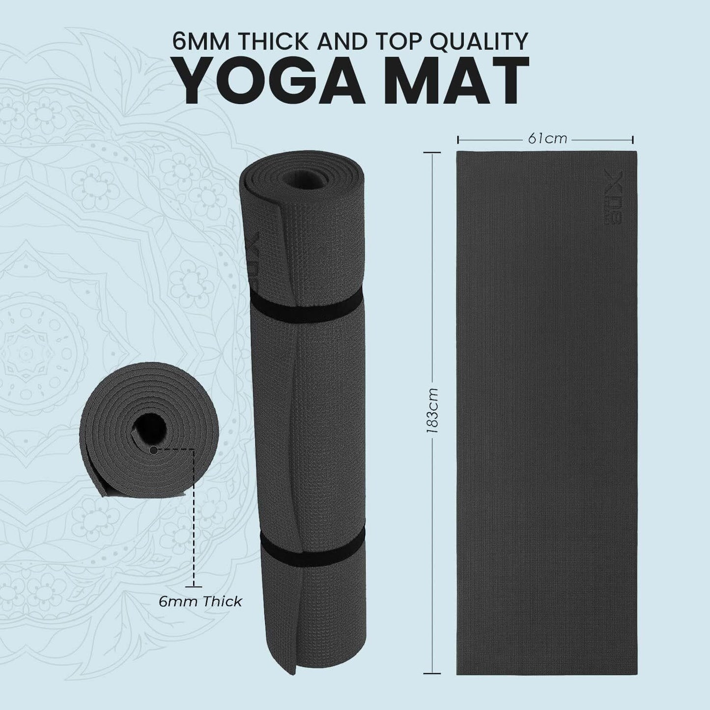XN8 Yoga Mats Exercise Mat Gym Fitness Nonslip Pilates Aerobic Workout Bag Strap