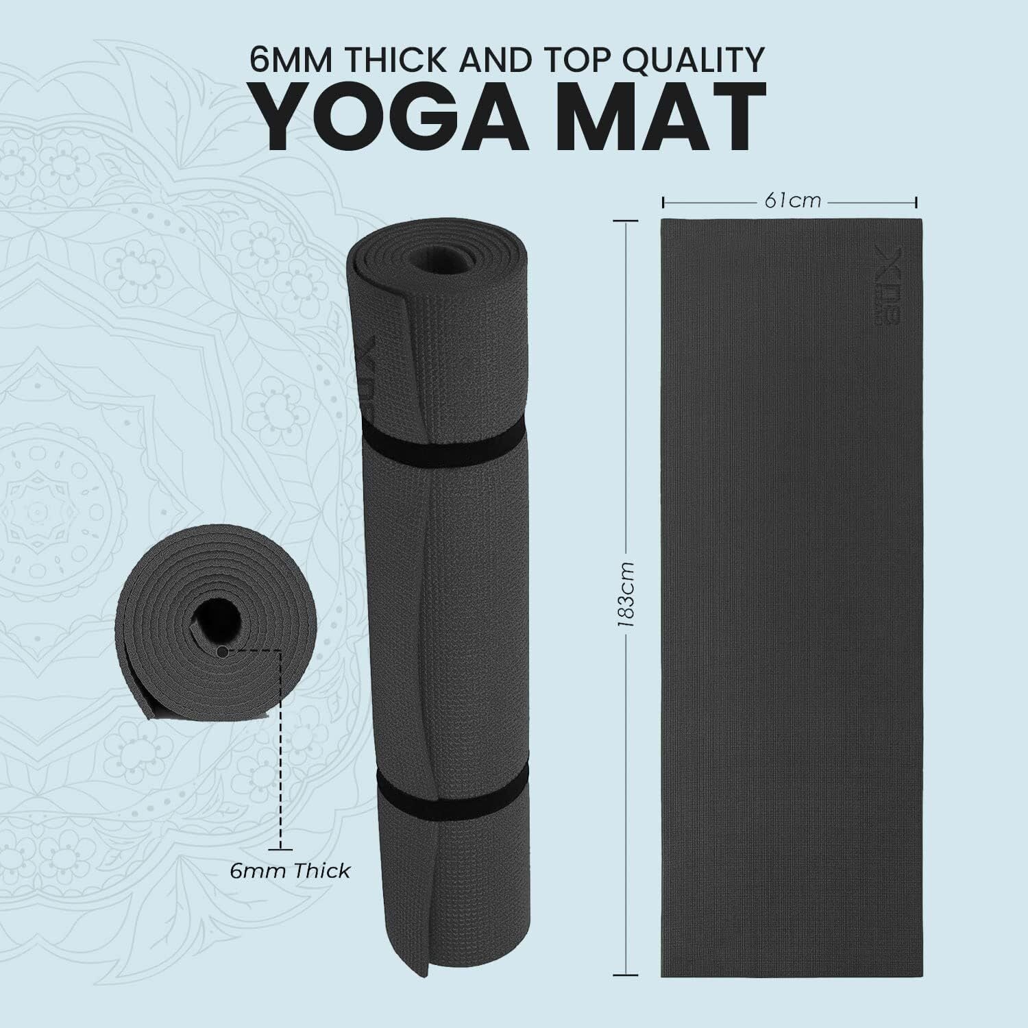 XN8 Yoga Mats Exercise Mat Gym Fitness Nonslip Pilates Aerobic Workout Bag Strap