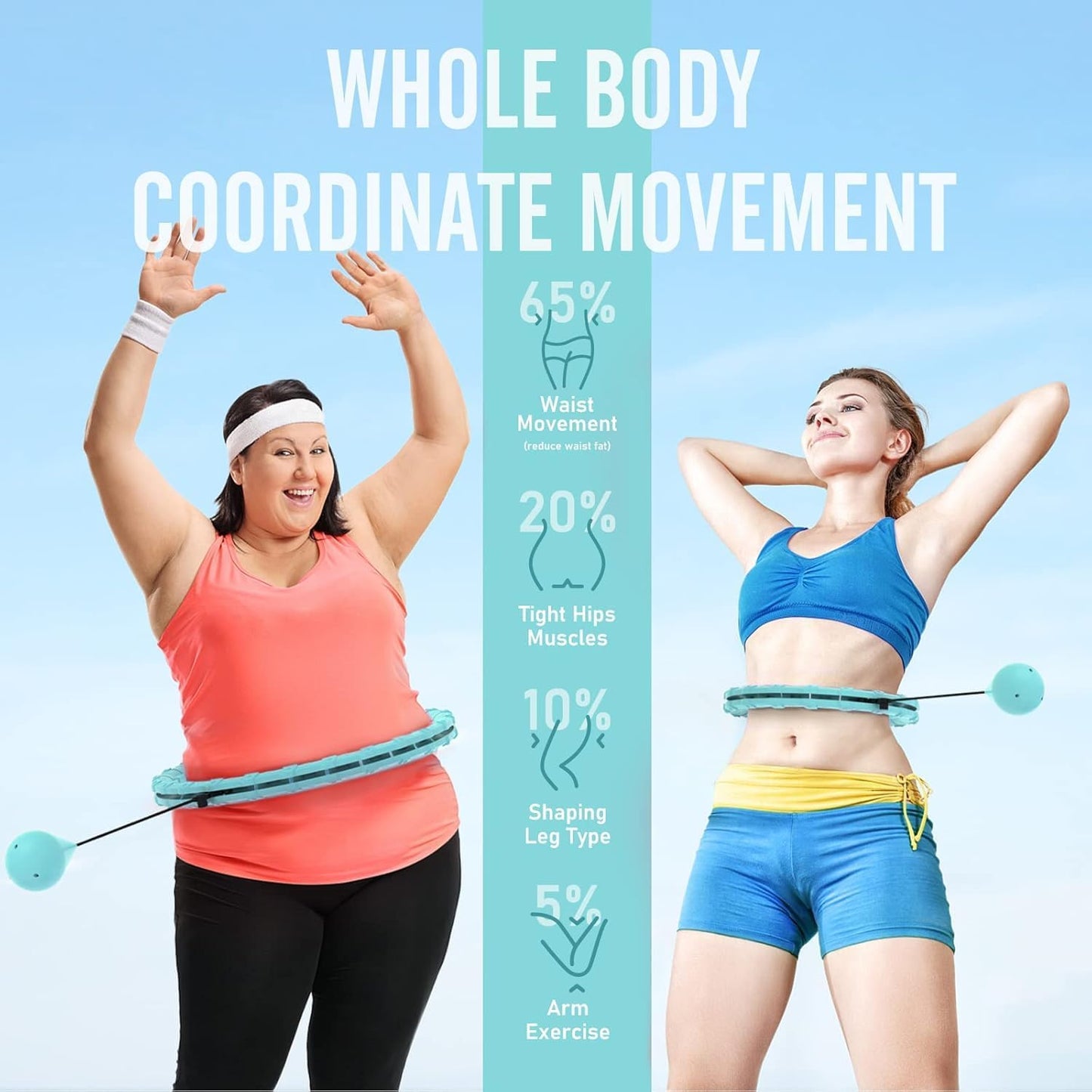 Weighted Hula Hoop, Fitness Hula Hoops for Adults,Infinity Hoop plus Size with 24 Detachable Links,Hula Hoop with Weight Ball Exercise Hoop for Weight Loss Exercise
