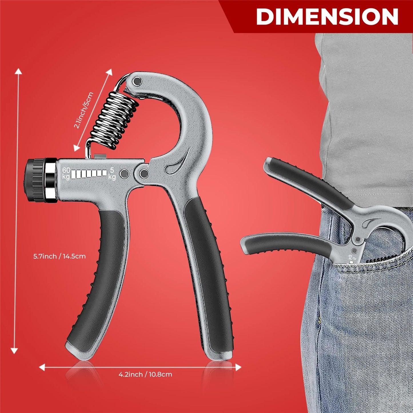 5-60KG Sport Hand Grip Strengthener Adjustable Forearm Trainer Finger Exerciser